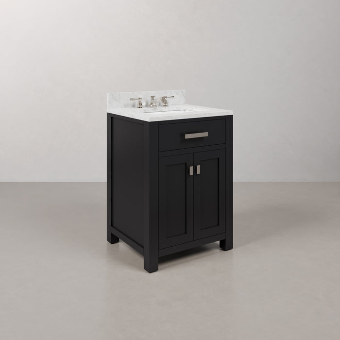 24" Ayala Espresso Single Sink Bathroom Vanity Set - Carrara Marble Top with Chrome Faucet Included