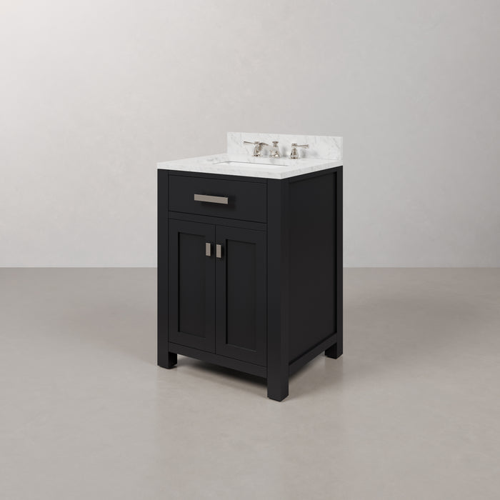 24" Ayala Espresso Single Sink Bathroom Vanity Set - Carrara Marble Top with Chrome Faucet Included
