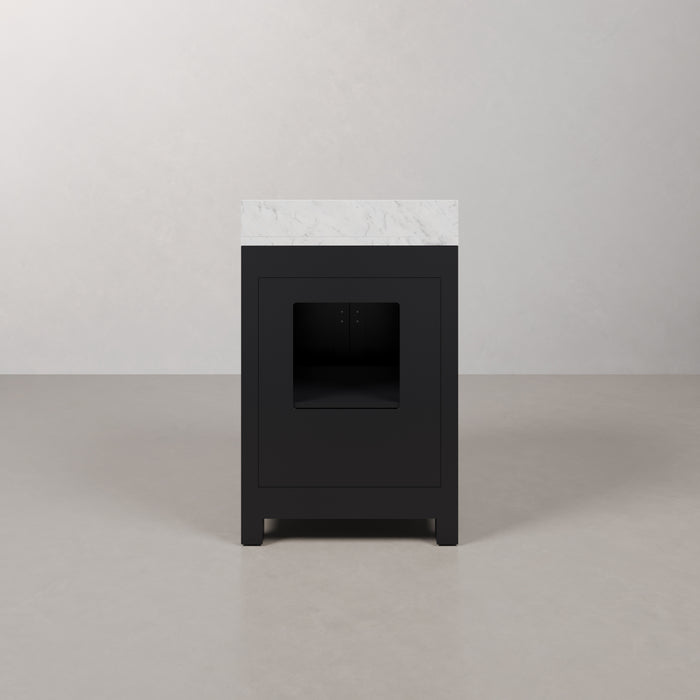 24" Fallon Carrara Marble Single Sink Bathroom Vanity Espresso with Chrome Hardware & Mirror