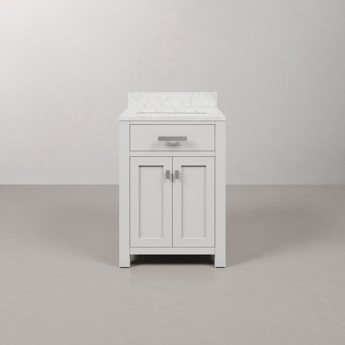 24 Inch Hardwood Camden Bathroom Vanity Pure White Marble Countertop