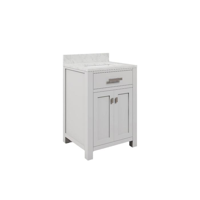 24 Inch Hardwood Camden Bathroom Vanity Pure White Marble Countertop