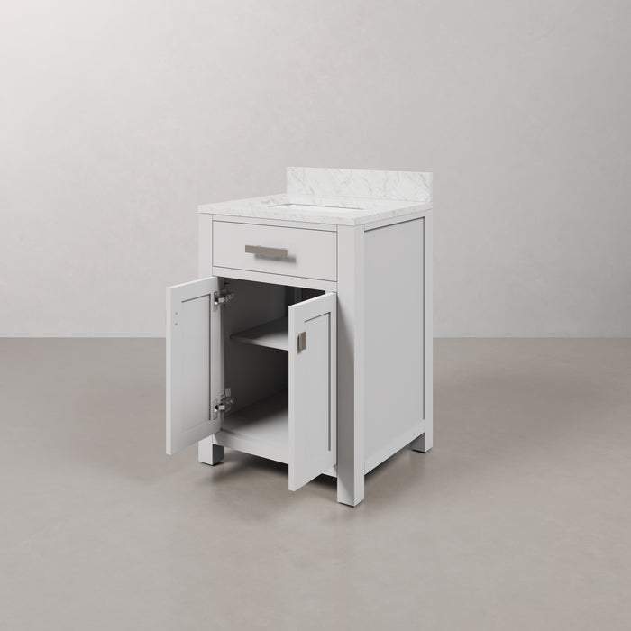 24 Inch Hardwood Camden Bathroom Vanity Pure White Marble Countertop