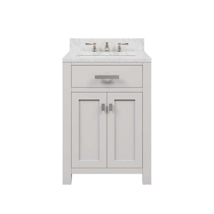 24 Inch White Single Sink Cascade Vanity with Chrome Hardware and Faucet