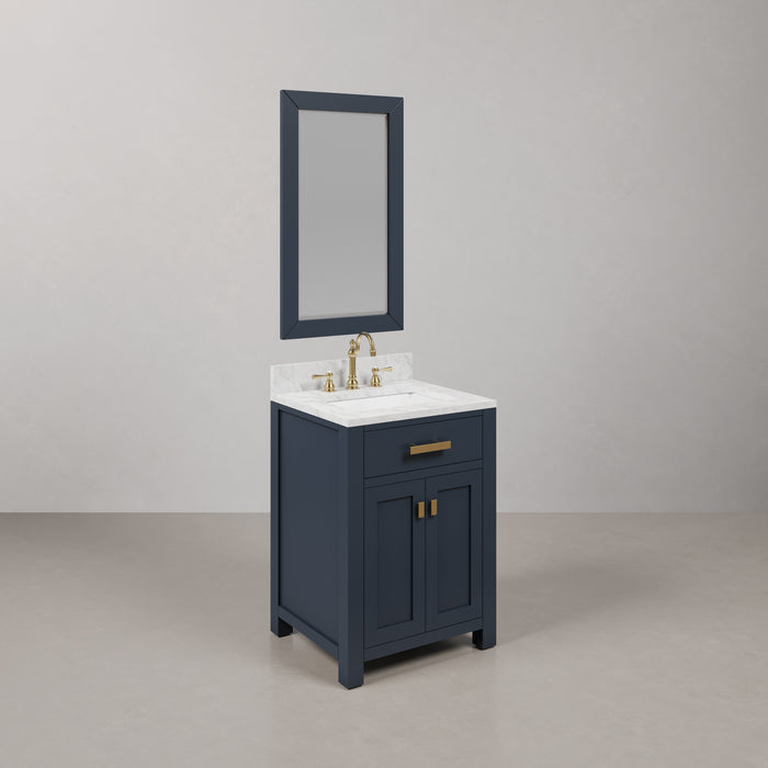 24" Arlo Bathroom Vanity in Monarch Blue - Carrara Marble Top with Faucet & Mirror Included