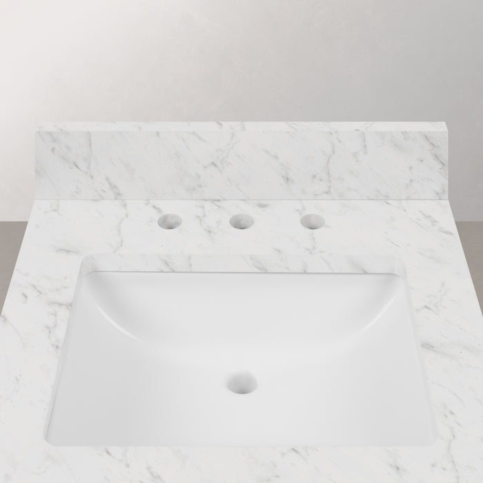 30-Inch Glacial Green Tori Bathroom Vanity - Single Sink Carrara Marble Top with Chrome Faucet