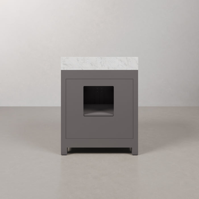 30" Caldwell Cashmere Grey Bathroom Vanity Single Sink Carrara Marble Chrome Hardware