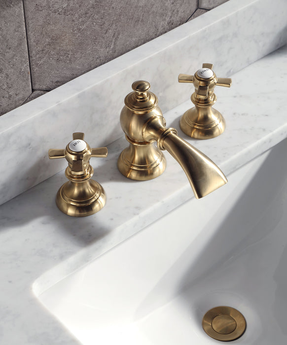 72 Inch Ripple Double Sink Bathroom Vanity Carrara White Marble Monarch Blue with Gold Hardware and Mirrors