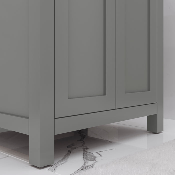 24 Inch Viscount Cashmere Grey Bathroom Vanity - White Ceramic Countertop with Integrated Sink & Chrome Faucet