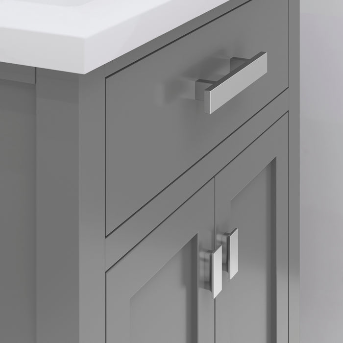 24 Inch Viscount Cashmere Grey Bathroom Vanity - White Ceramic Countertop with Integrated Sink & Chrome Faucet