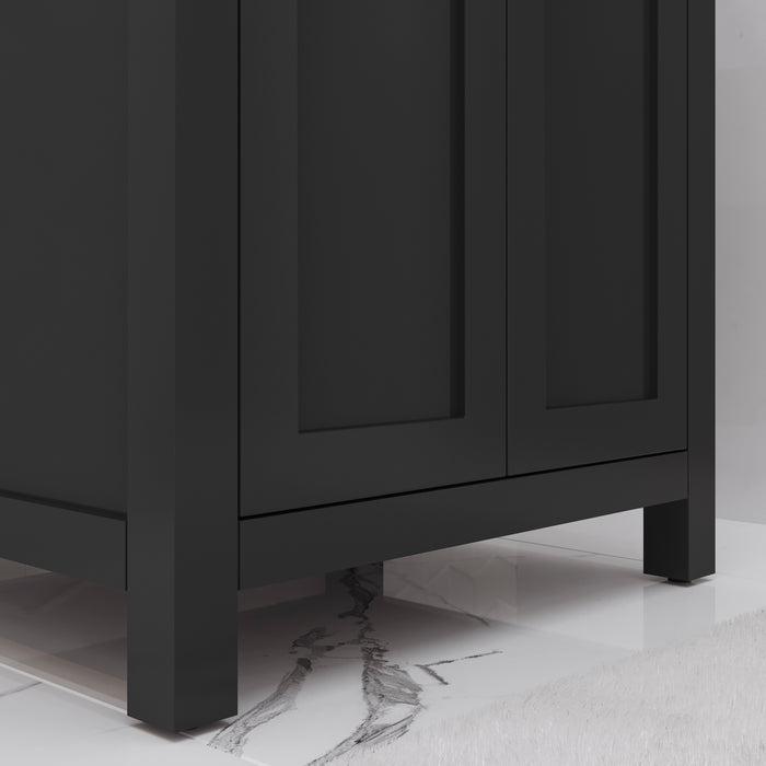 24 Inch Ramp Solid Wood Bathroom Vanity - Espresso Finish with Integrated Ceramic Sink