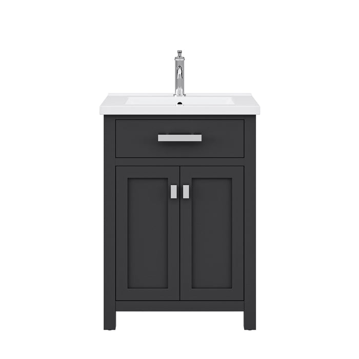 24" Espresso Regent Bathroom Vanity - Integrated White Ceramic Sink with Chrome Modern Faucet