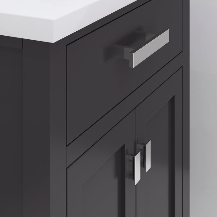 24" Espresso Regent Bathroom Vanity - Integrated White Ceramic Sink with Chrome Modern Faucet