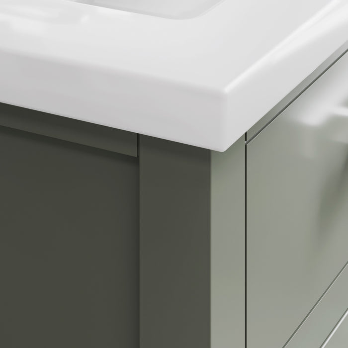 24 Inch Solid Hardwood Cabin Bathroom Vanity Free-Standing Ceramic Sink