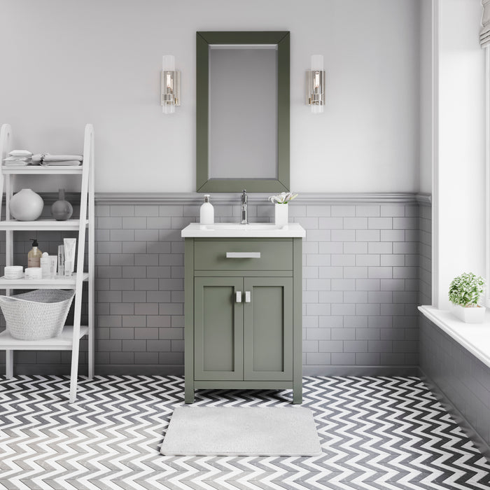 24 Inch Solid Hardwood Cabin Bathroom Vanity Free-Standing Ceramic Sink