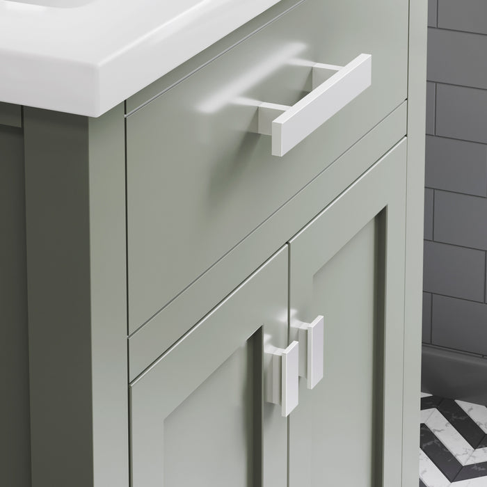 24 Inch Solid Hardwood Cabin Bathroom Vanity Free-Standing Ceramic Sink