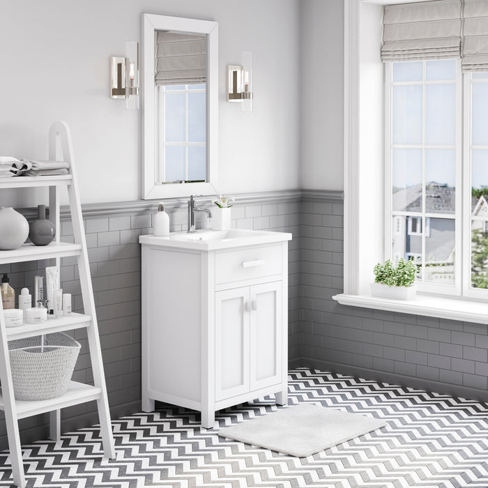 24 Inch Duchess White Hardwood Vanity Integrated Ceramic Sink Chrome Hardware