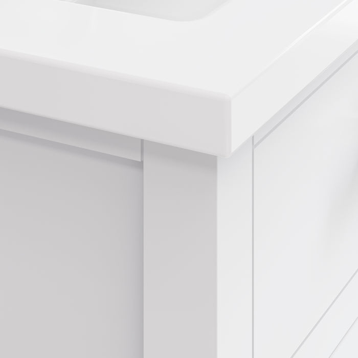 24 Inch Amor White Ceramic Bathroom Vanity with Integrated Sink Soft-Close Doors