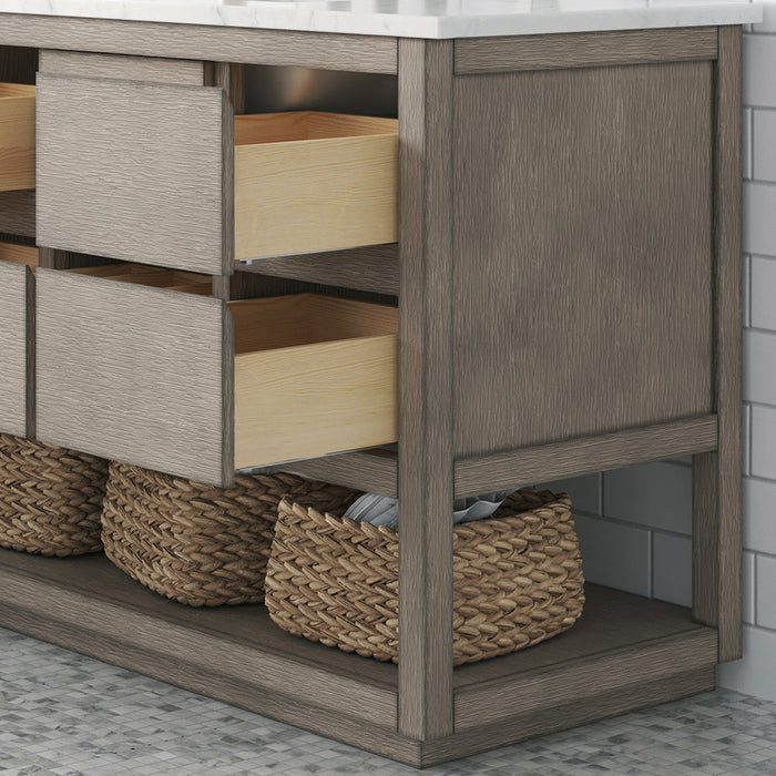 48-Inch Bayport Grey Oak Single Sink Vanity with Carrara White Marble Top & Oil Rubbed Bronze Faucet