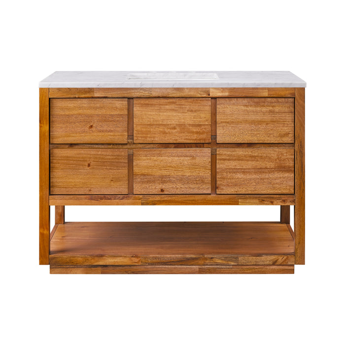 48-Inch Solid Mango Wood Emanate Bathroom Vanity - Carrara White Marble Top with Undermount Sink