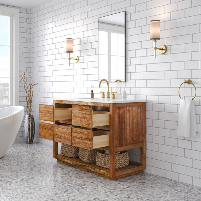 48-Inch Solid Mango Wood Emanate Bathroom Vanity - Carrara White Marble Top with Undermount Sink