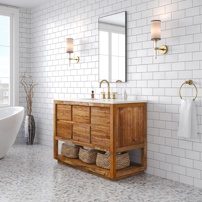 48-Inch Solid Mango Wood Emanate Bathroom Vanity - Carrara White Marble Top with Undermount Sink