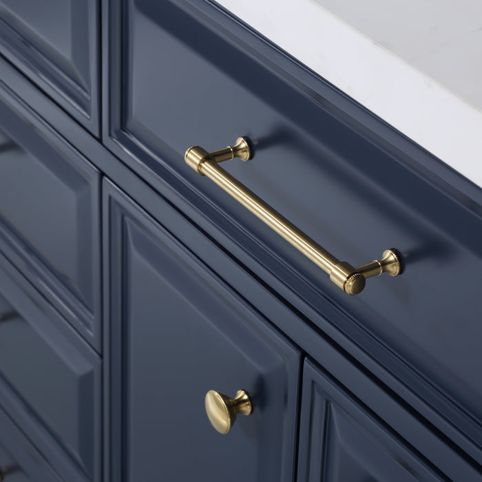 72-Inch Iterate Double Vanity in Monarch Blue - Carrara Quartz & Pivot Mirrors Included