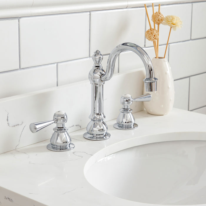 24-Inch Carrara Quartz Counter Fortitude Vanity – Chrome Accents & Mirror Included