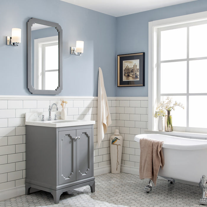 24-Inch Carrara Quartz Parity Bath Vanity – Chrome Hardware & Hook Faucet