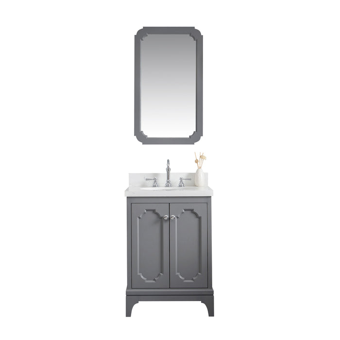 24-Inch Carrara Quartz Counter Fortitude Vanity – Chrome Accents & Mirror Included