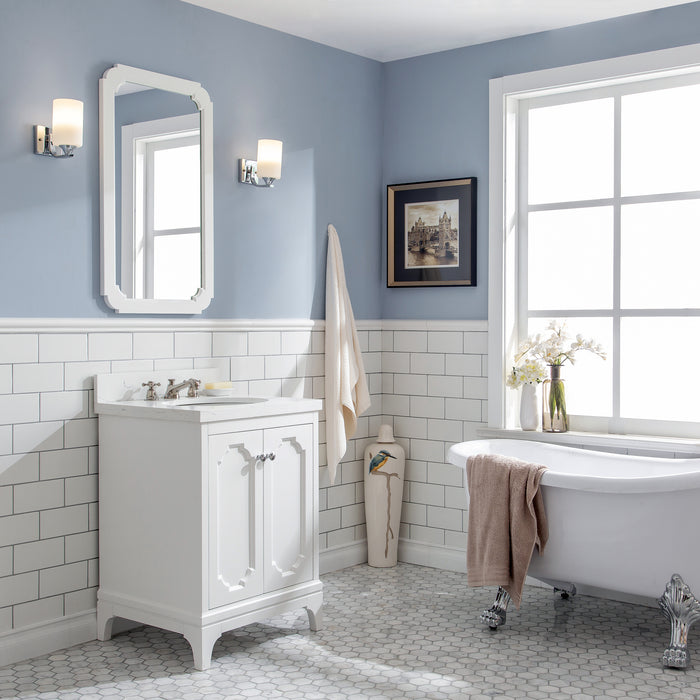 24 Inch Fagup Bath Vanity in Pure White – Quartz Countertop & Nickel Hardware