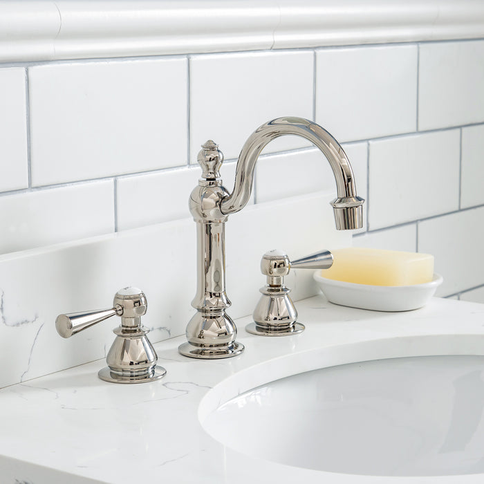 24-Inch Juno Single Sink Vanity – Pure White Finish with Hook Faucet & Mirror