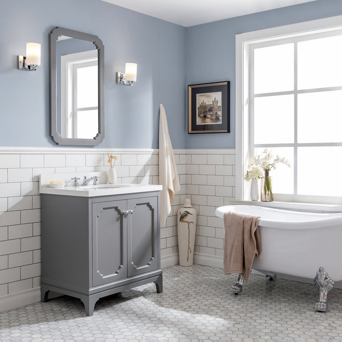 30-Inch Amina Vanity – Quartz Countertop with Mirror & Classic Chrome Faucet