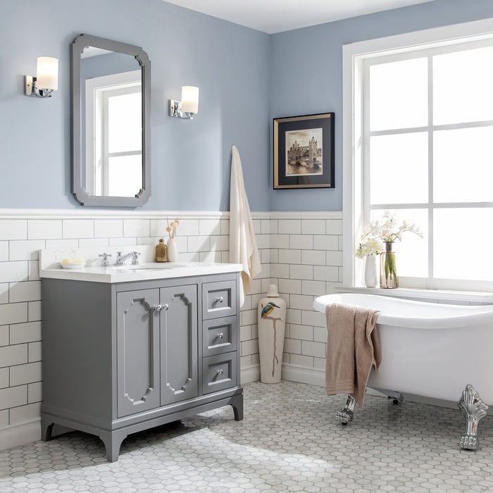 36-Inch Quartz Affinity Bath Vanity in Cashmere Grey with Classic Faucet & Chrome Hardware