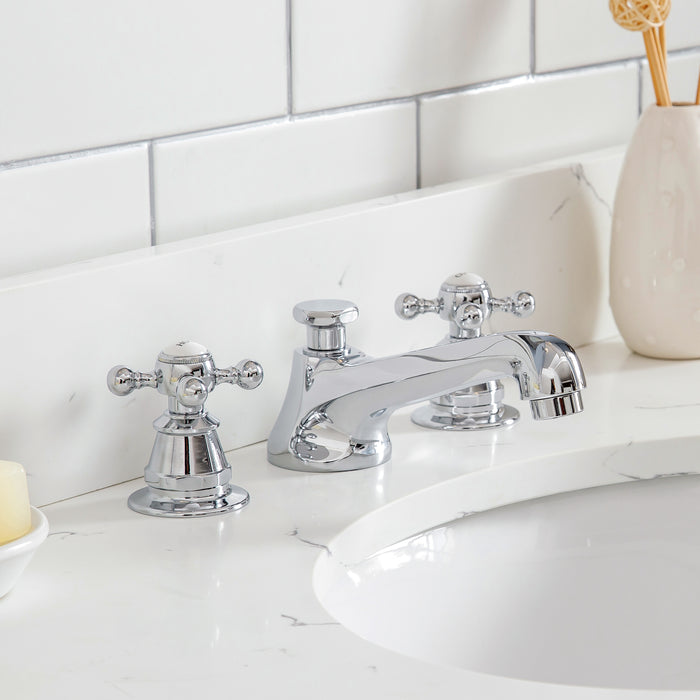 48-Inch Quartz Amita Bathroom Vanity in Cashmere Grey – Chrome Faucets & Accent Mirror