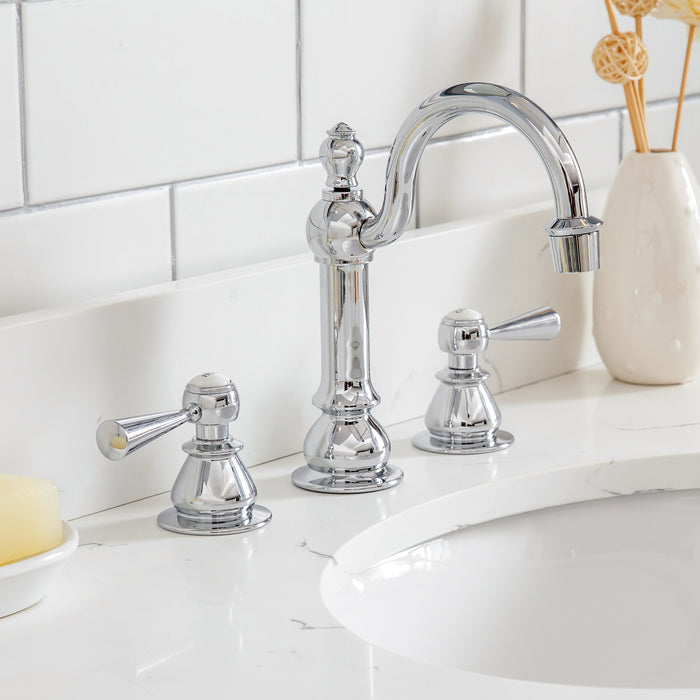 48-Inch Grey Jensen Vanity with Quartz Countertop – Chrome Hardware & Hook Faucet