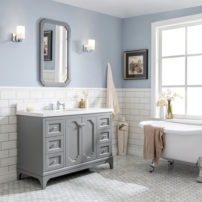 48-Inch Nimbus Bathroom Vanity in Cashmere Grey – with Chrome Hardware & Accent Mirror