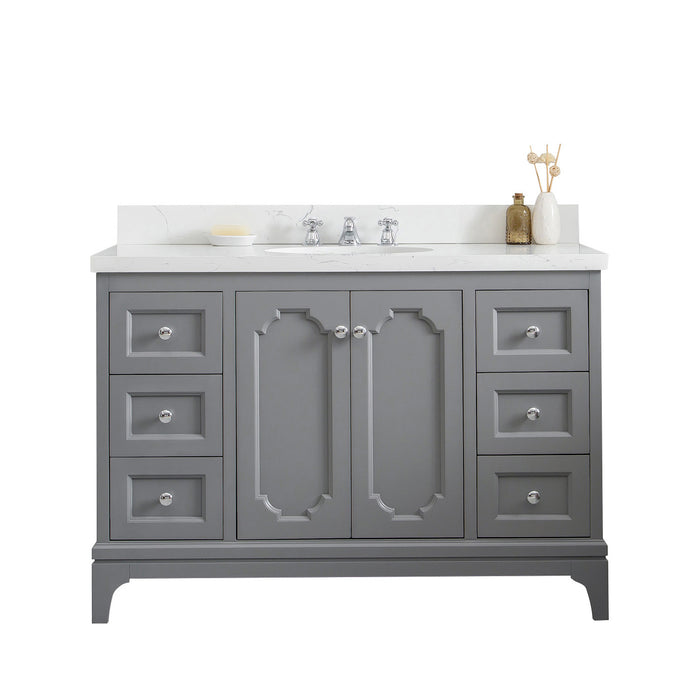 48-Inch Quartz Nalani Vanity in Cashmere Grey – Classic Faucet with Chrome Hardware