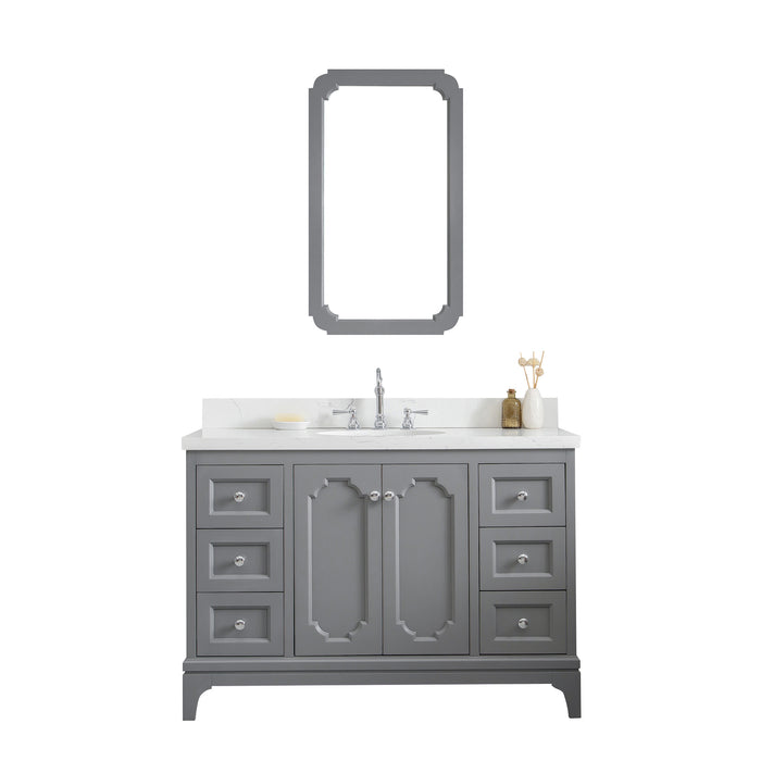 48-Inch Carrara Quartz Pax Vanity – Chrome Hardware with Modern Mirror & Hook Faucet