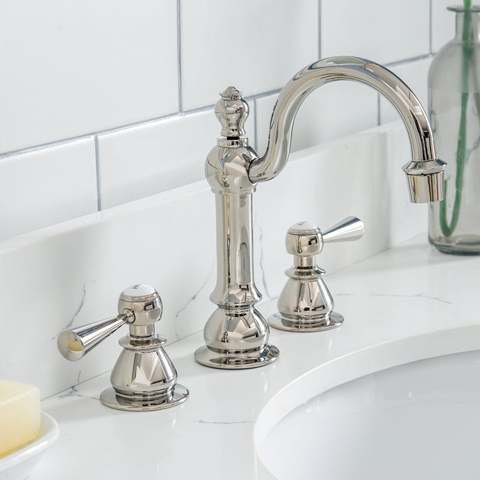 36-Inch White Quartz Saville Bath Vanity – Hook Faucet & Polished Nickel Accents