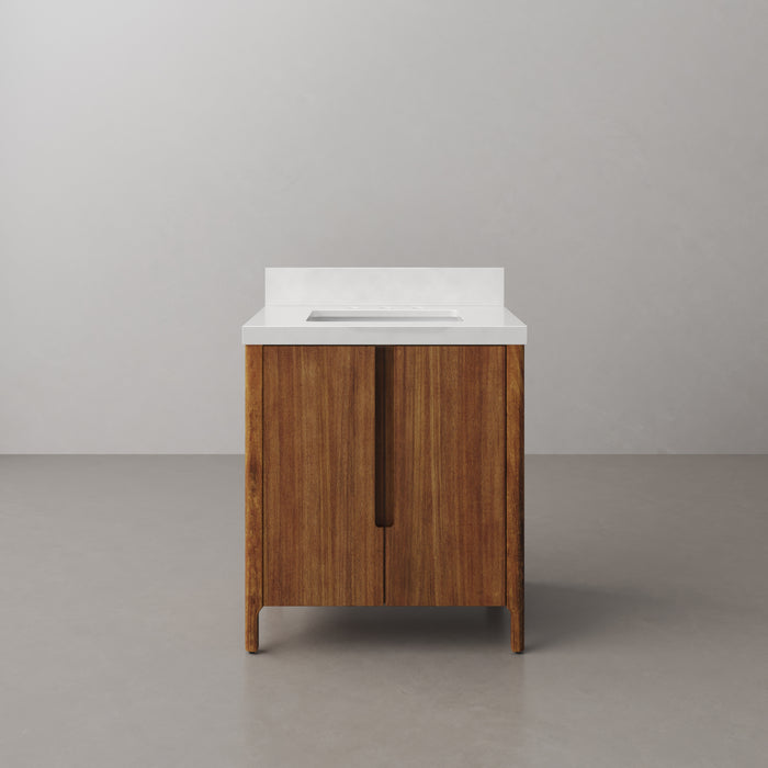 30-Inch Ashby Mango Wood Bathroom Vanity with Single Undermount Sink and Quartz Top