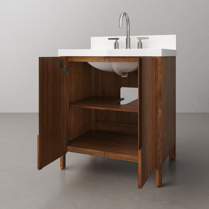 30-Inch Tarin Mango Wood Single Sink Bath Vanity with Chrome Faucet Included