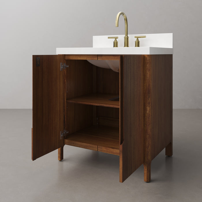 30-Inch Ashby Mango Wood Bathroom Vanity with Single Undermount Sink and Quartz Top