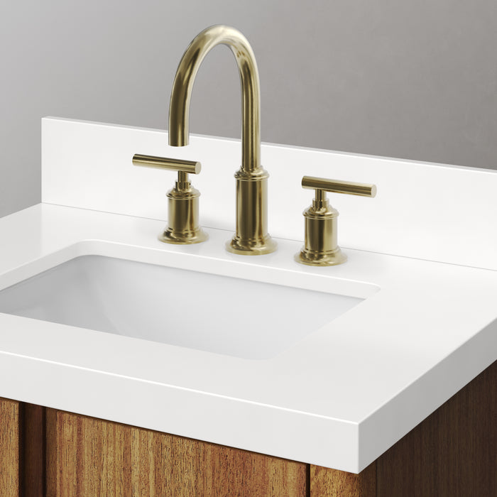 30-Inch Mango Wood Aeris Bathroom Vanity Freestanding with Quartz Countertop and Satin Gold Faucet