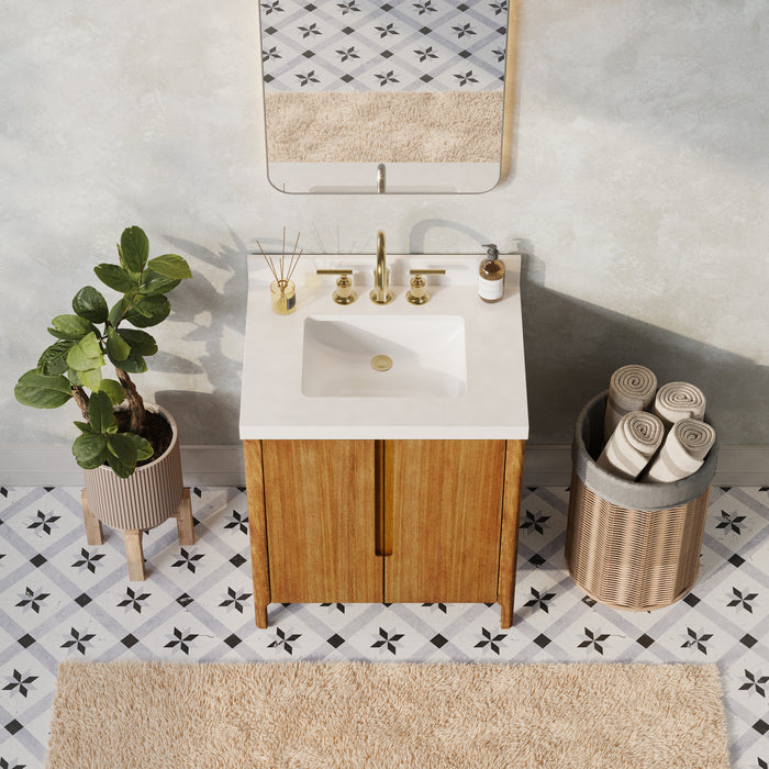 30-Inch Ashby Mango Wood Bathroom Vanity with Single Undermount Sink and Quartz Top