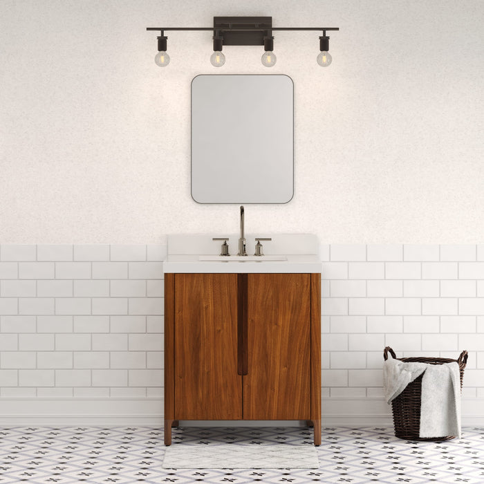 30-Inch  Noir Juglans Kioni Single Sink Bathroom Vanity with Whitebrook Quartz Top & Chrome Faucet