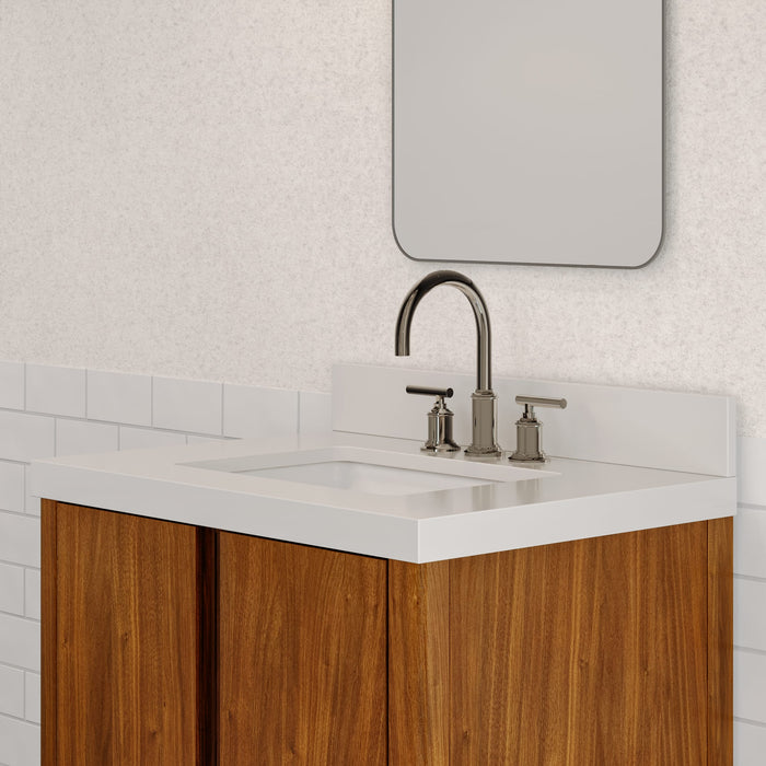 30-Inch  Noir Juglans Kioni Single Sink Bathroom Vanity with Whitebrook Quartz Top & Chrome Faucet