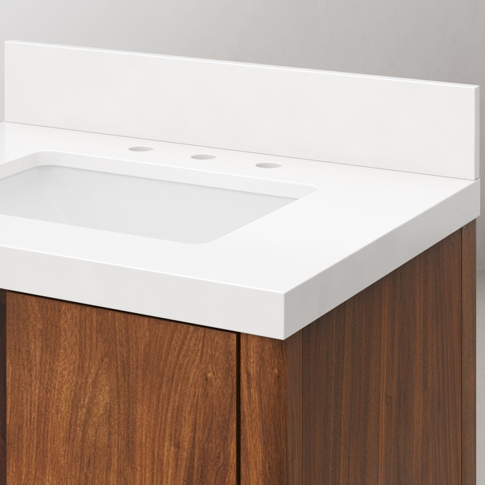 30-Inch Revolve Single Sink Vanity - Whitebrook Quartz Top Modern Bathroom Vanity in Noir Juglans with Satin Gold Faucet