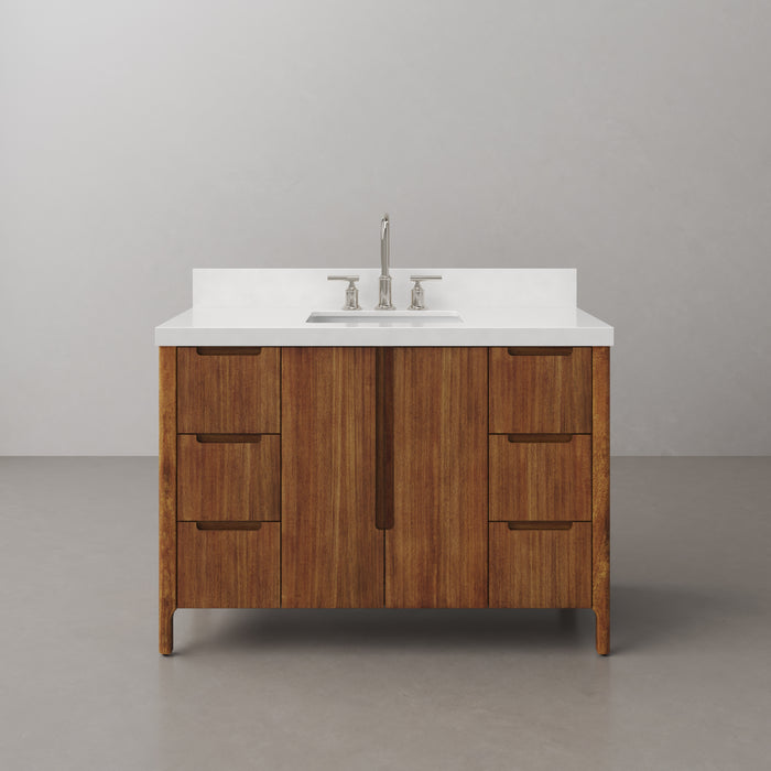 48 Inch Jaylin Single Sink Mango Wood Bathroom Vanity with Quartz Top and Chrome Faucet
