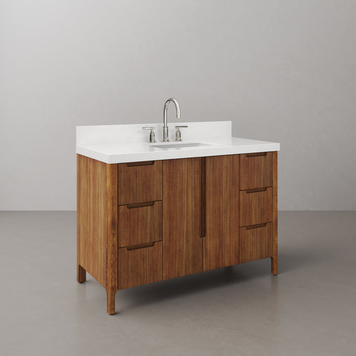 48 Inch Jaylin Single Sink Mango Wood Bathroom Vanity with Quartz Top and Chrome Faucet