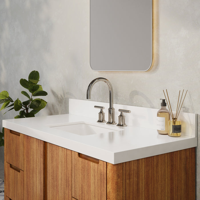 48 Inch Jaylin Single Sink Mango Wood Bathroom Vanity with Quartz Top and Chrome Faucet